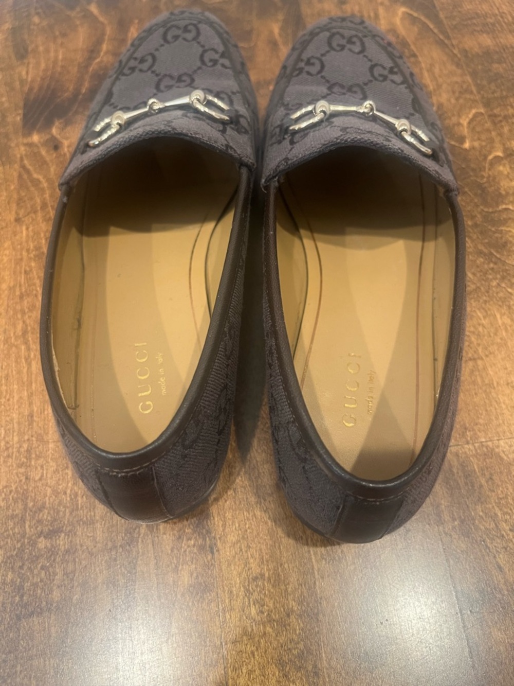 Gucci Jordaan horsebit canvas-jacquard loafers in Chocolate, Size 6.5 - Picture 3 of 5